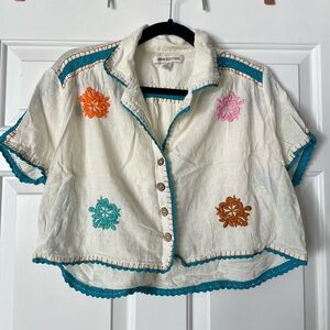 Urban Outfitters Floral Embroidered Button-Up M